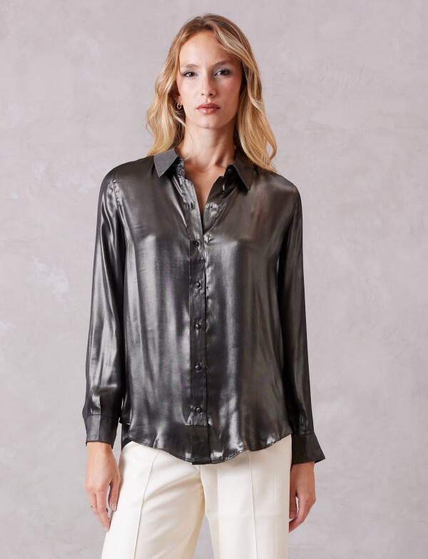 Camisa Metalizada GRIS OSCURO