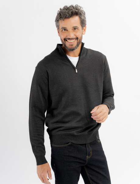 Remera medio cierre Tilo gris