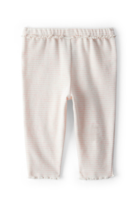 Pantalón de algodón, diseño a rayas rosado y crema Sin color