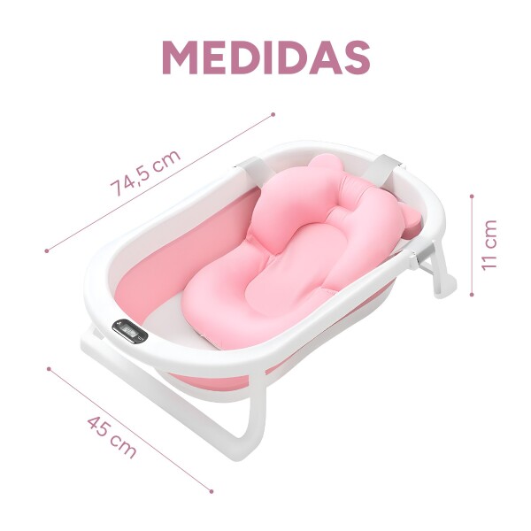 Baño Plegable Termómetro + Colchón Bebé Baby Antideslizante Color Variante Rosado