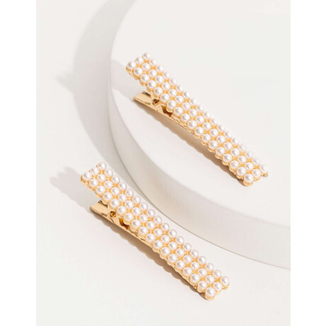 Set De Hebillas Con Perlas Combinacion bicolor
