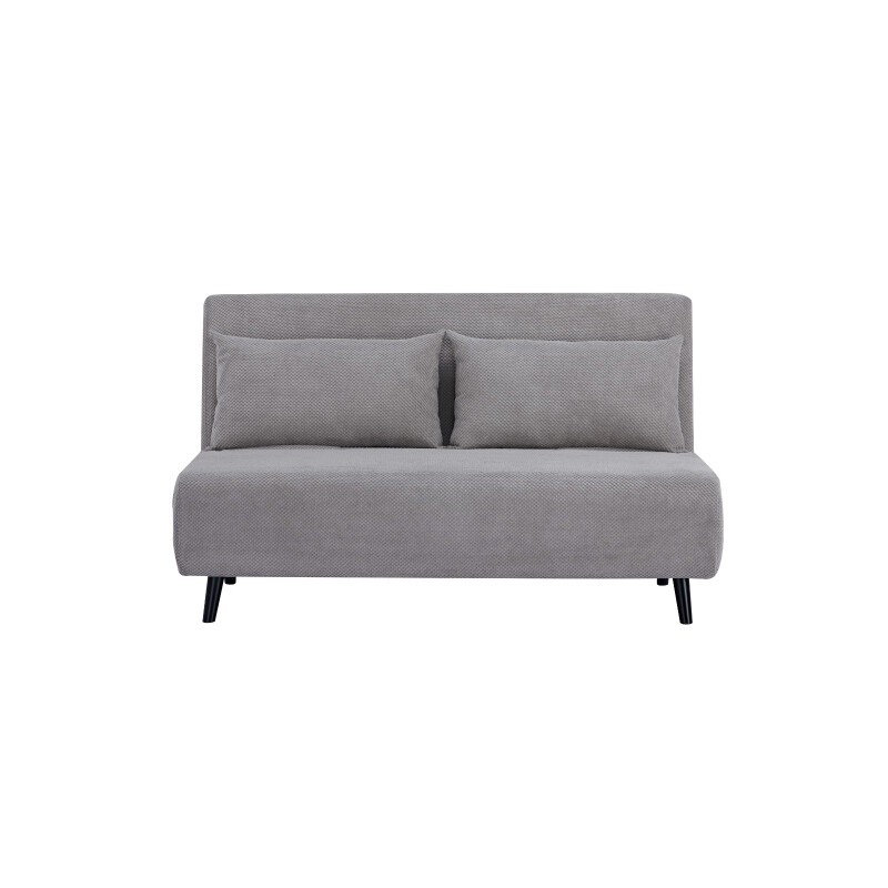 Sofá Cama con Estructura de Madera y 2 Almohadones Gris Claro Sofá Cama con Estructura de Madera y 2 Almohadones Gris Claro