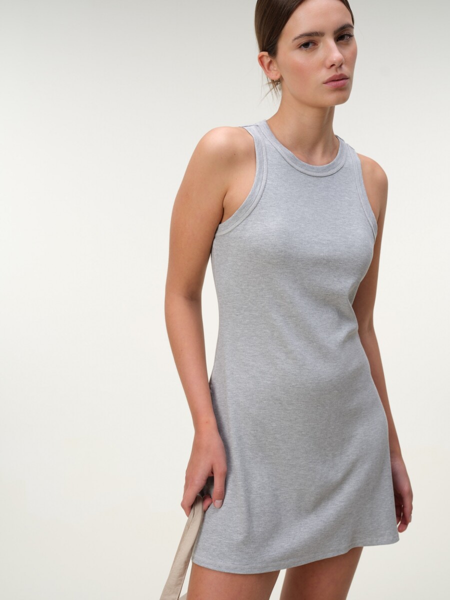 Vestido Básico Rib - Gris Melange 