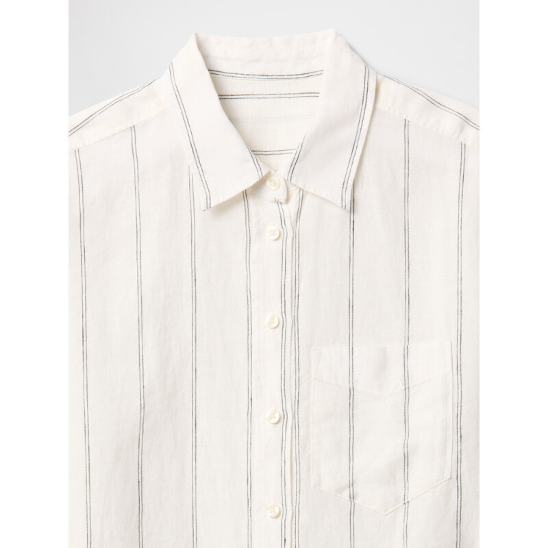 THE RELAXED SHIRT - LINEN WHITE NEUTRAL STRIPE