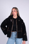 Campera cuero con corderito Negro