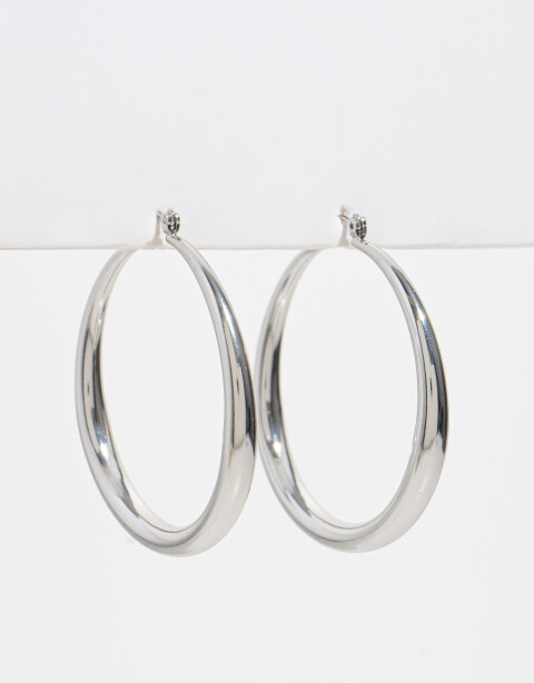 Aros Argollas Metal Argollas De Metal - Plateado Rodio