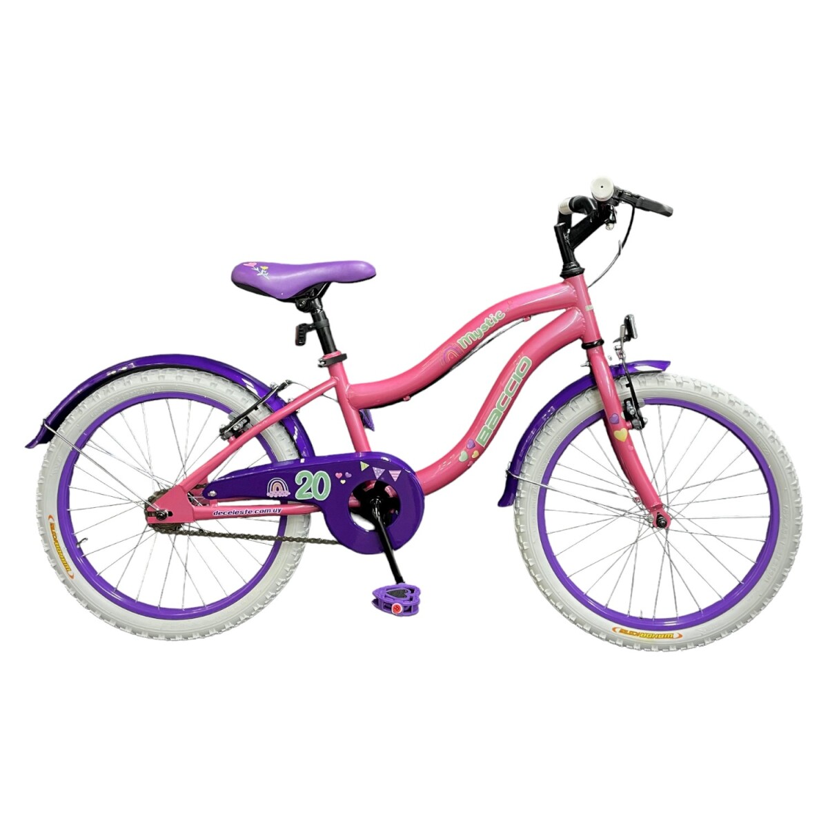 Bicicleta Infantil Baccio Mystic Rodado 20 De Paseo Con Ruedas Estabilizadoras - Violeta/Rosa 