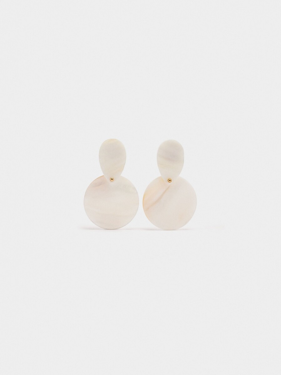 Pendientes De Concha Circular - blanco 