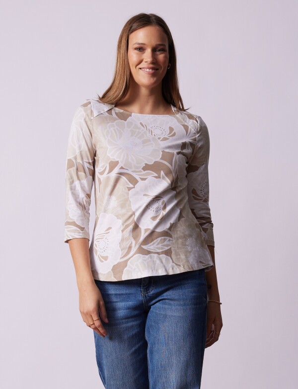 Remera Algodón Print BEIGE/MULTI