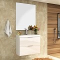 CONJUNTO MUEBLE DE BAÑO MODELO PIETRA BLANCO / MUEBLE DE COLGAR + ESPEJO + BACHA / 80 CM Conjunto Mueble De Baño Modelo Pietra Blanco / Mueble De Colgar + Espejo + Bacha / 80 Cm
