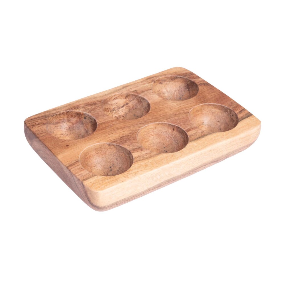 SOPORTE DE MADERA P/HUEVOS MADERA-ACACIA MARRON 8534