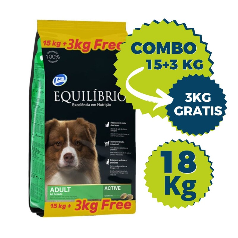 EQUILIBRIO PERROS ADULTOS TODAS LAS RAZAS ACTIVE 15 + 3 KG