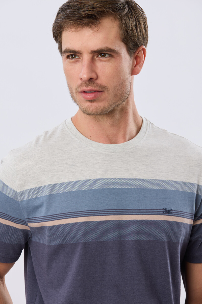 REMERA RAYADA DE ALGODÓN - Azul 