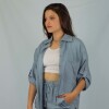 Camisa Dama 3/4 Lino Blue
