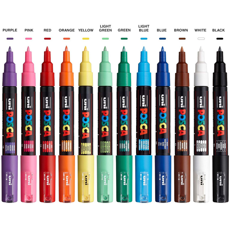 Marcadores Posca PC-1M 12 colores 0.7mm Marcadores Posca PC-1M 12 colores 0.7mm