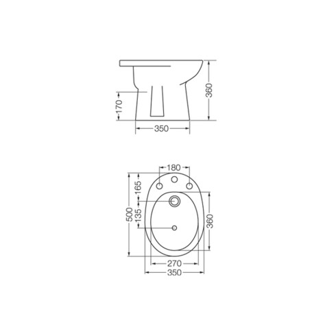 SANITARIO BIDET ANDINA BLANCO BRILLO PARA BAÑO LOZA 000