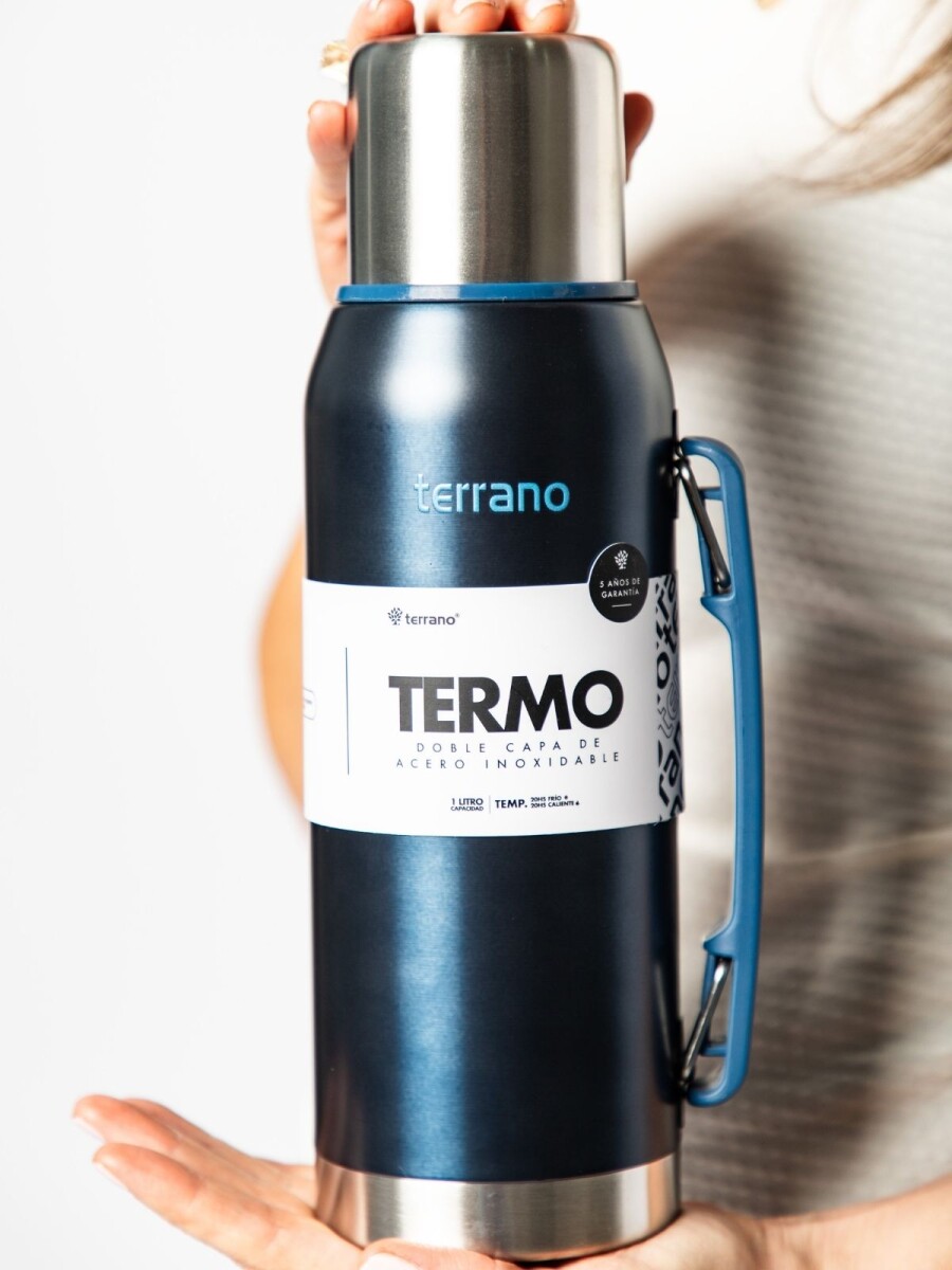 Termo Premium 1Lt. con Manija. - Azul Metalizado 