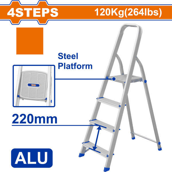 ESCALERA FAMILIAR ALUMINIO 4 ESCALONES 120 KG WADFOW WLD3H04 ESCALERA FAMILIAR ALUMINIO 4 ESCALONES 120 KG WADFOW WLD3H04