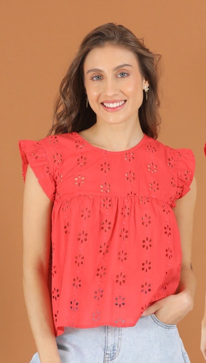 Blusa de Broderi. - Rojo 