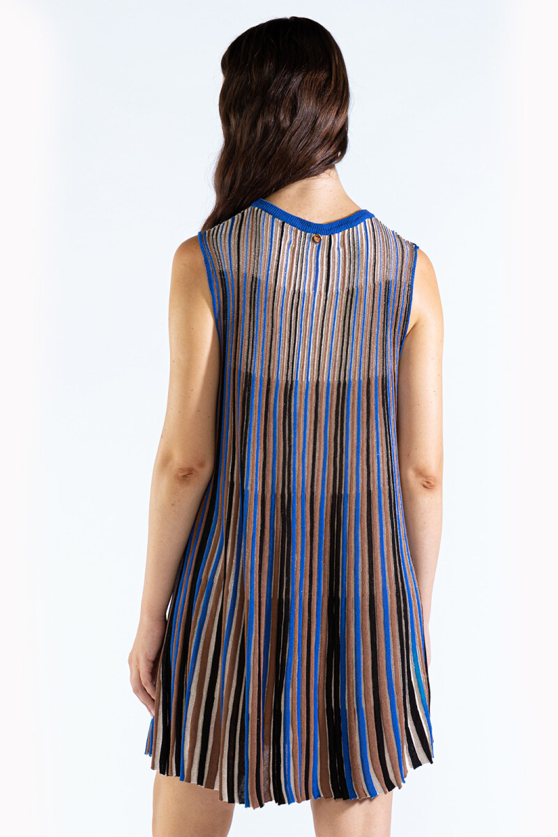 STRIPED TEE KNIT DRESS Blue
