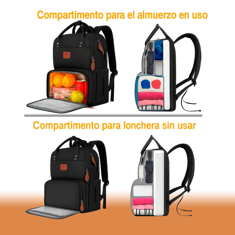 Mochila Lonchera Térmica Porta Laptop Matein 1162 Negro