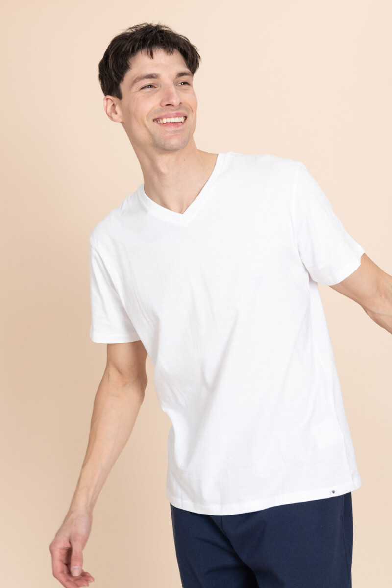 Camiseta cuello en V Blanco