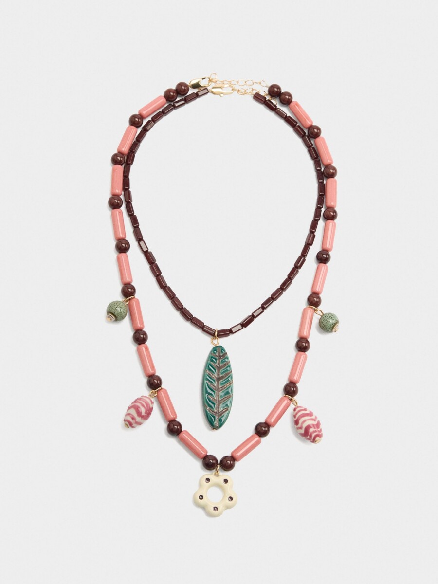 Set De Collares Con Cerámica multicolor