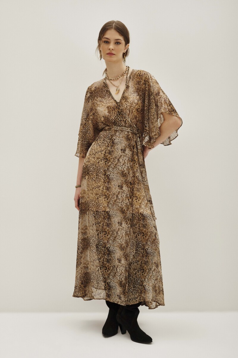 Vestido Andrea Animal Mini Marron