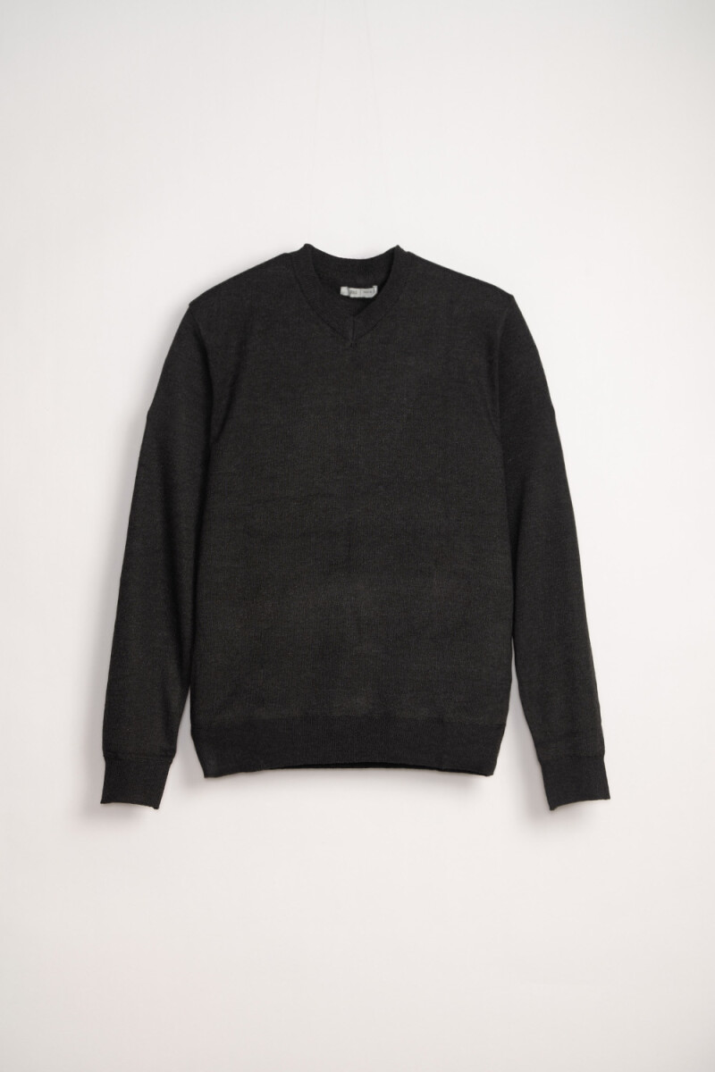 Buzo punto básico cuello v Gris Oscuro