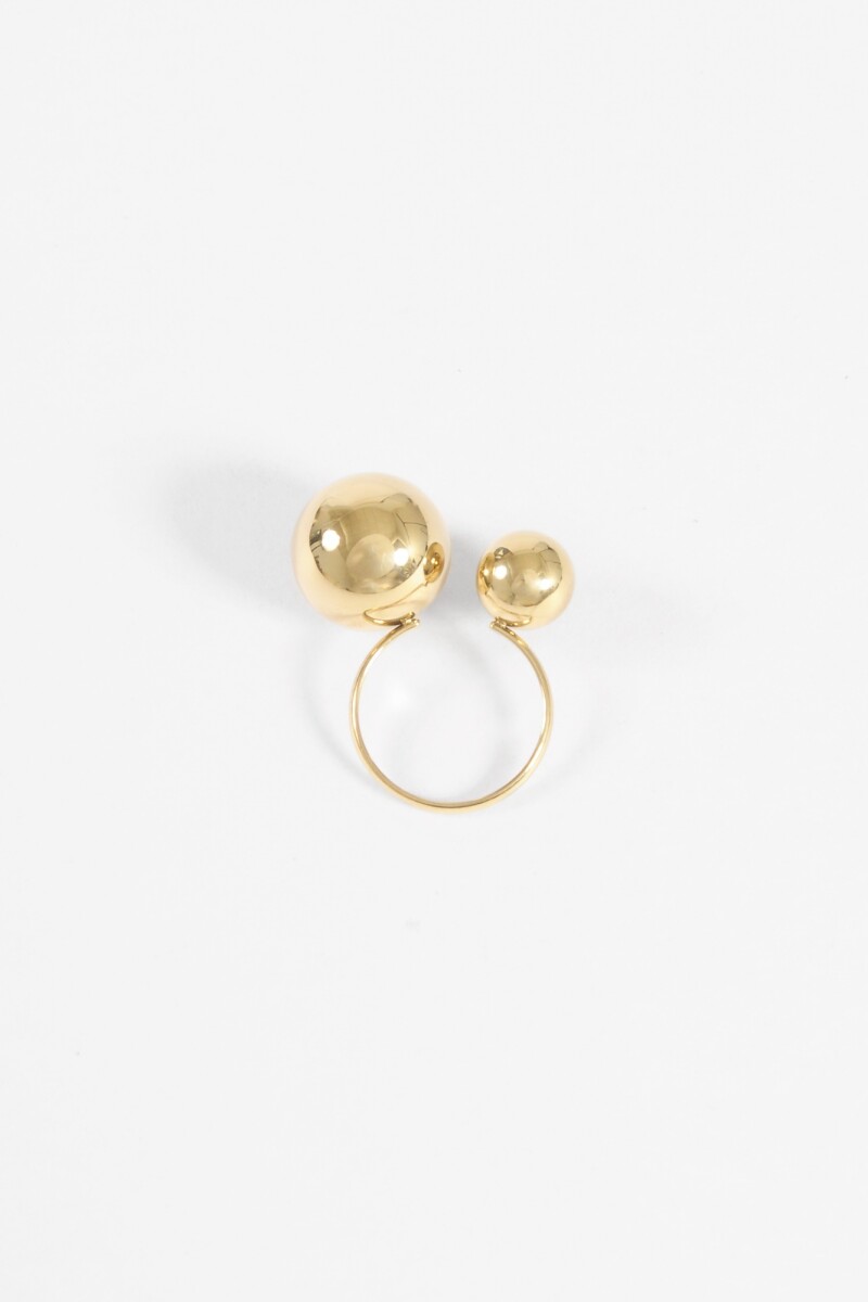 Anillo bolas acero dorado