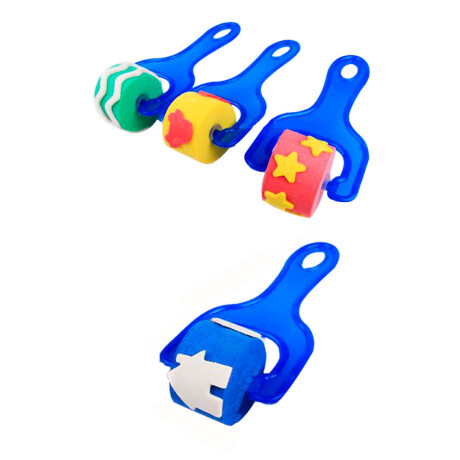 Set Arte Sellos 66 Pcs + Esponja + Pinceles P/niños Esc007007
