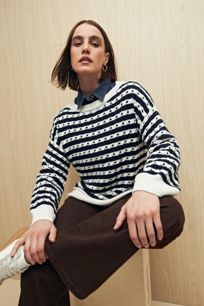 SWEATER EVAN Blanco/Azul