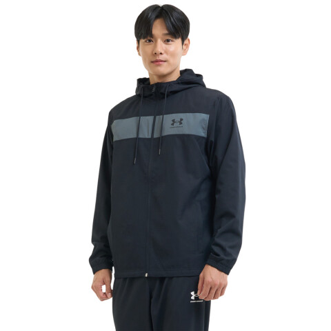 UA SPORTSTYLE WINDBREAKER-GRY BLK-001
