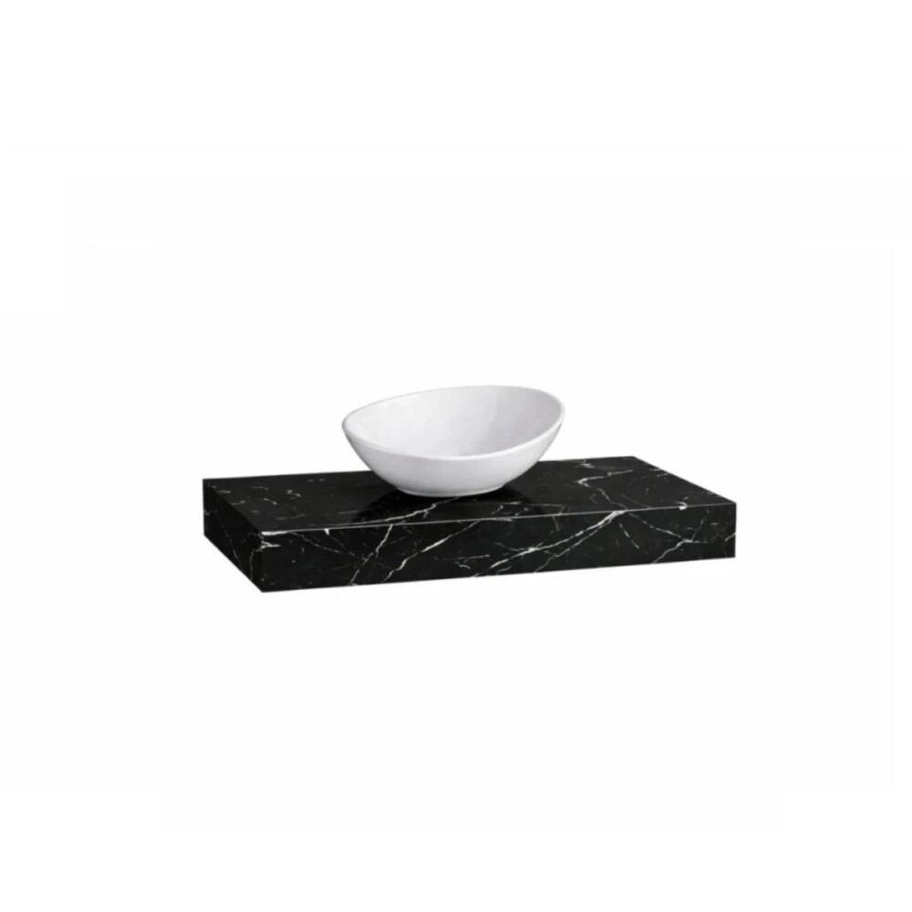 Mesada suspendida en porcelanato PERI 80 Negro Pulido con bacha de loza Mesada Suspendida En Porcelanato Peri 80 Negro Pulido Con Bacha De Loza