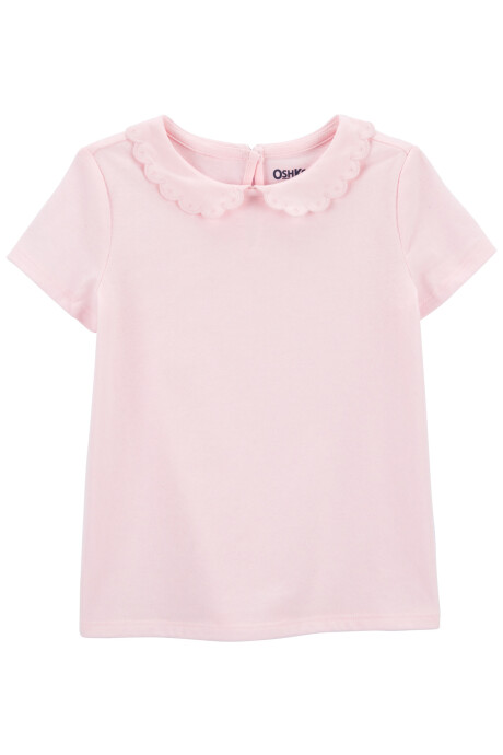 Blusa de algodón, con cuello mago bordado. Talles 2-5T Sin color
