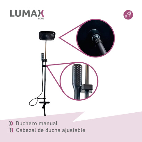 Duchero con Soporte Barral de Ducha Monocomando Baño Negro Mate