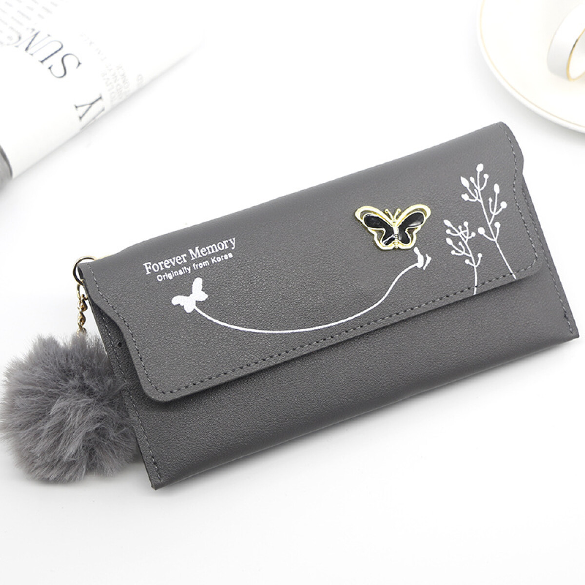 Billetera diseño mariposa - Gris 