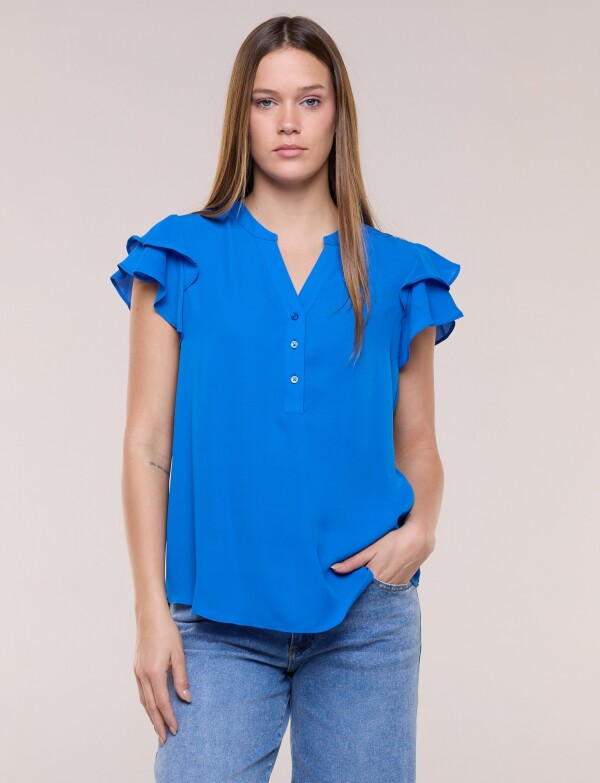 Blusa Gasa Doble Volado En Mangas ROYAL
