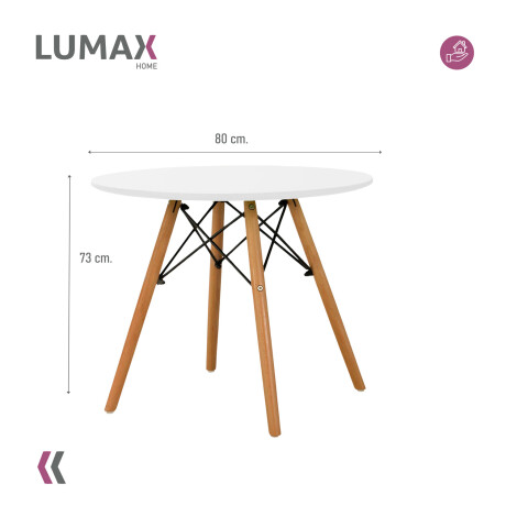 Juego de comedor Con Mesa Circular de 80cm + 4 Sillas Eames Naranja/Blanco