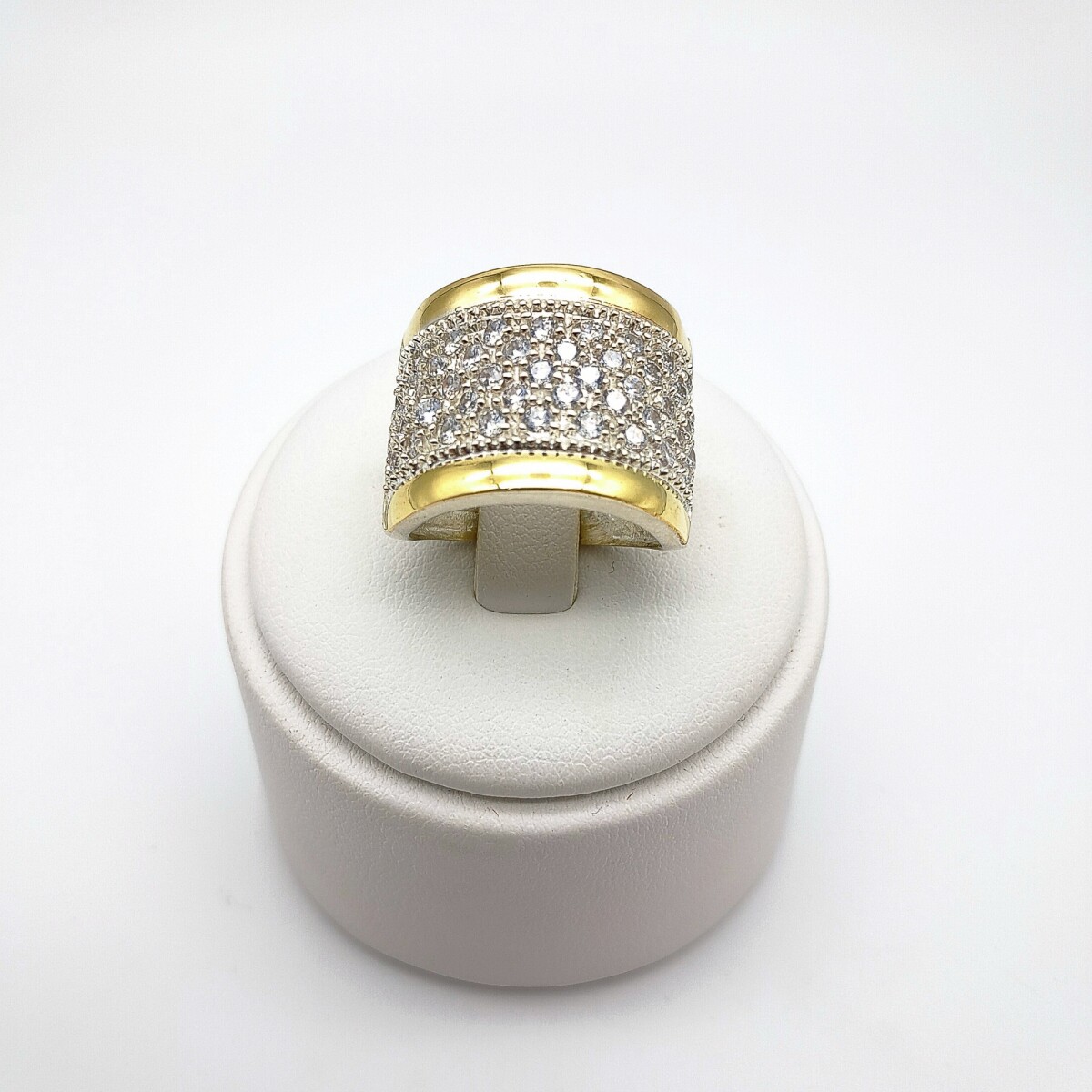 Anillo de plata 925 con double en oro 18 ktes y circonias. 