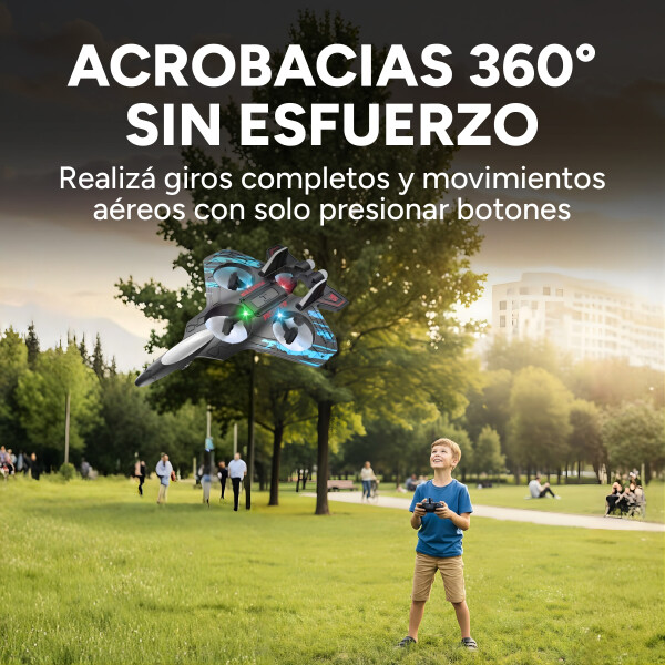 Avión Drone Jet Control Remoto 360° Recargable Espuma 2 Bats Color Azul