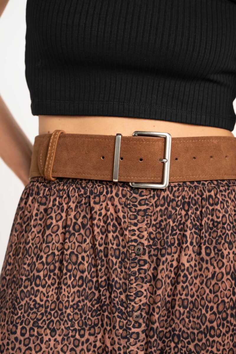 Cinto Gamuza Cuero Marron