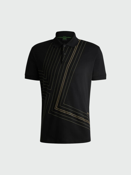 BOSS Polo de Algodón Interlock con Arte de Línea Fina 0
