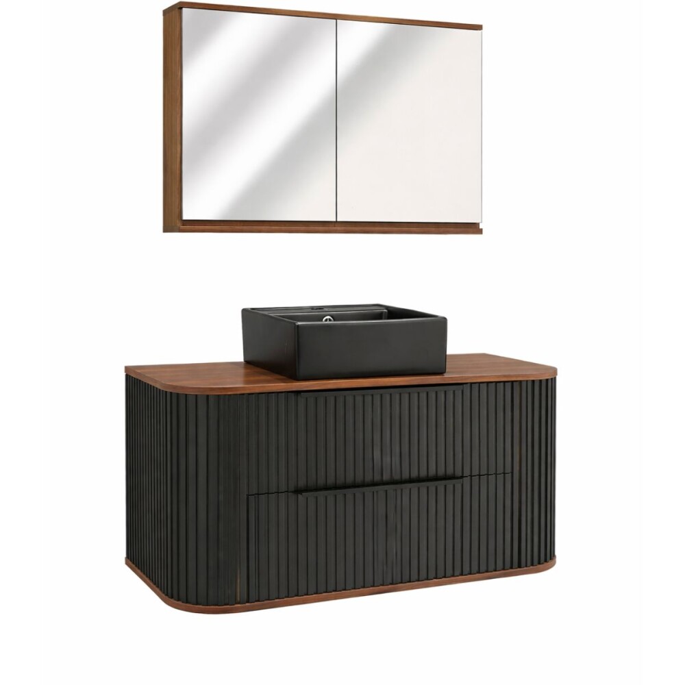 Mueble de baño Alice Suspendido 100cm Negro botiquín Gabriela 90 cm Cacau Mueble De Baño Alice Suspendido 100cm Negro Botiquín Gabriela 90 Cm Cacau