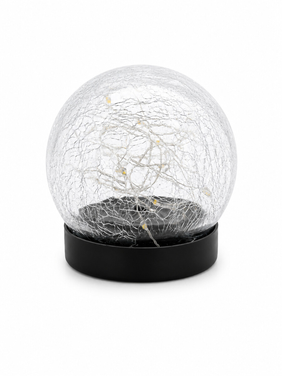 LAMPARA SOLAR ESFERA LUZ CALIDA - TRANSPARENTE 
