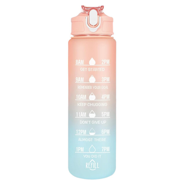 Botella De Agua Deportiva 750ml Motivacional Hidratacion Fit Variante Color Rosa