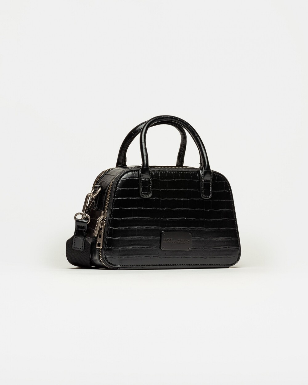 Cartera de mano New Penny en efecto cuero croco Negro