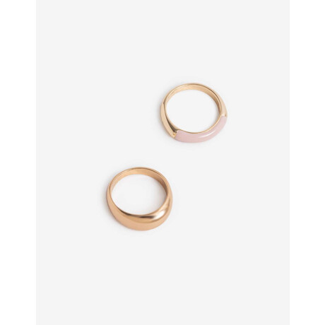 Set De 2 Anillos Esmaltados Bañado En Oro Dorado
