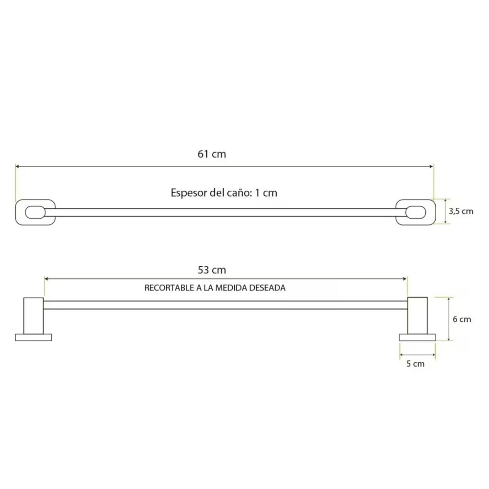 Toallero barral Austin 60 cm Cromado Brillante Toallero Barral Austin 60 Cm Cromado Brillante