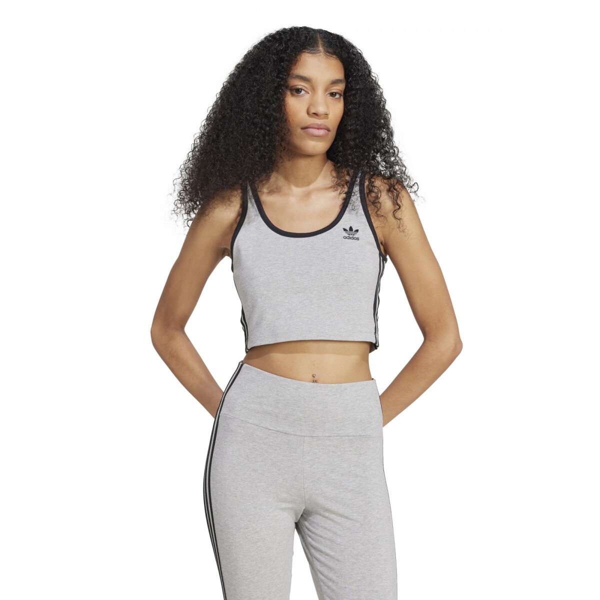 Top Adidas BRA 3S de Mujer - JX5148 - Gris Claro-negro 